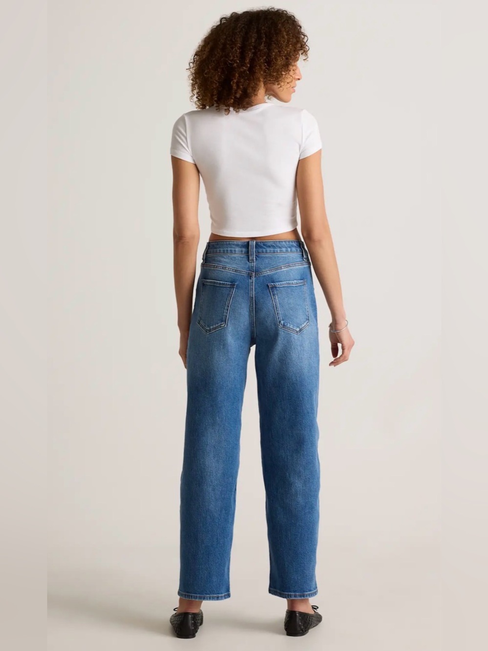 Quince Bella Stretch Barrel Jeans Blue Size 28 NWT - Picture 2 of 12